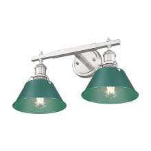 Golden 3306-BA2 PW-GN - Yep by Golden Lighting Orwell 2-light Vanity in Pewter and Pine Green shade